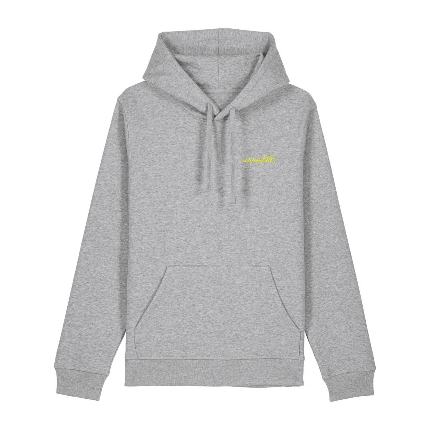 100% Organic unisex Hoodie in vielen Farben »Wer A sagt muss auch Perol sagen« vorne NEON bestickt & hinten bedruckt