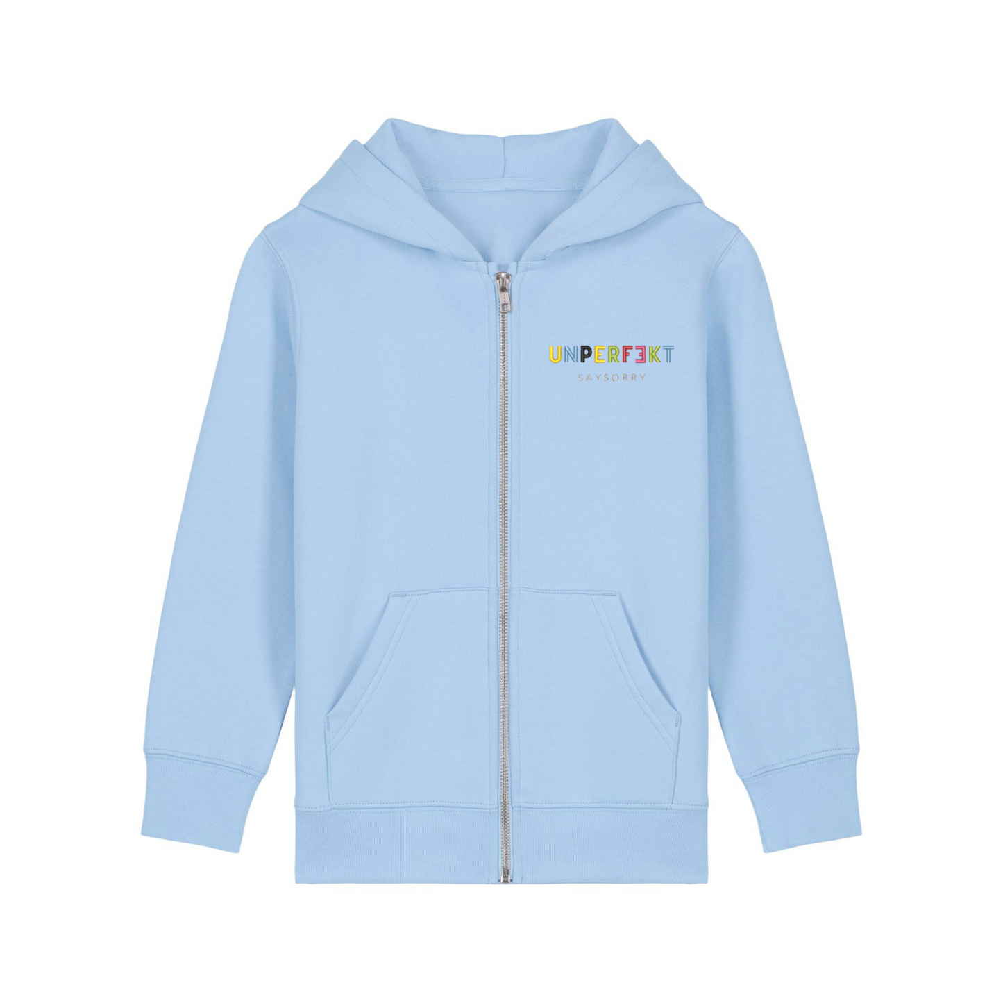 Organic unisex Kids Zip-Jacke »Unperfekt ist bunt« hochwertig bestickt