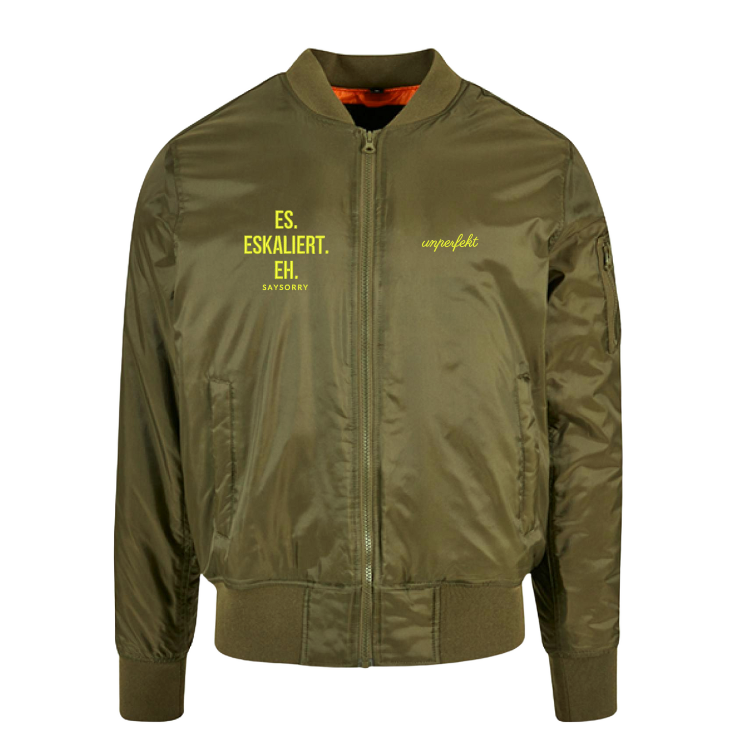 Classic Bomberjacket »Es Eskaliert Eh in Neon« hochwertig bestickt