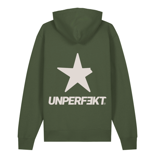 Organic unisex Hoodie in vielen Farben »The Broken Star Unperfekt« vorne hochwertig bestickt, hinten bedruckt
