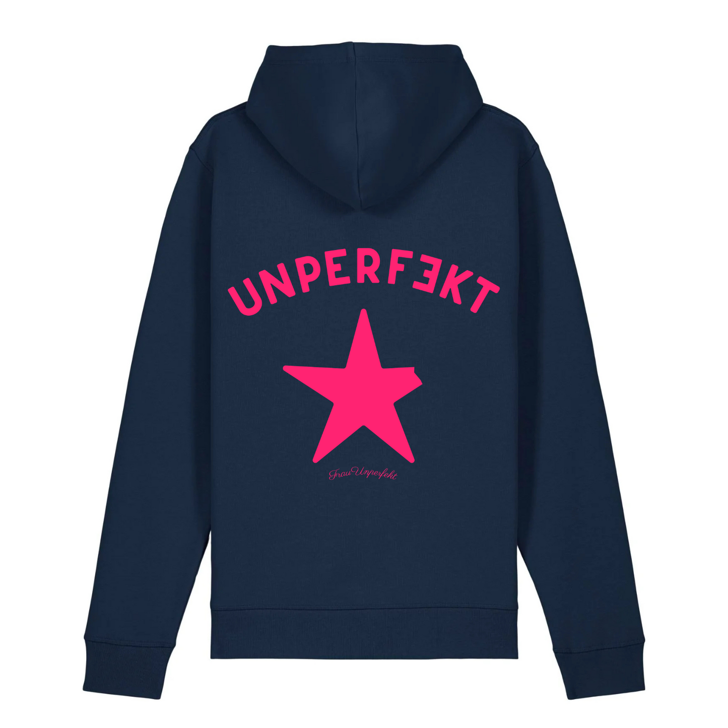 Pinktober 100% Organic Damen Hoodie »Frau Unperfekt und der abgebrochene Stern« vorne hochwertig bestickt, hinten bedruckt