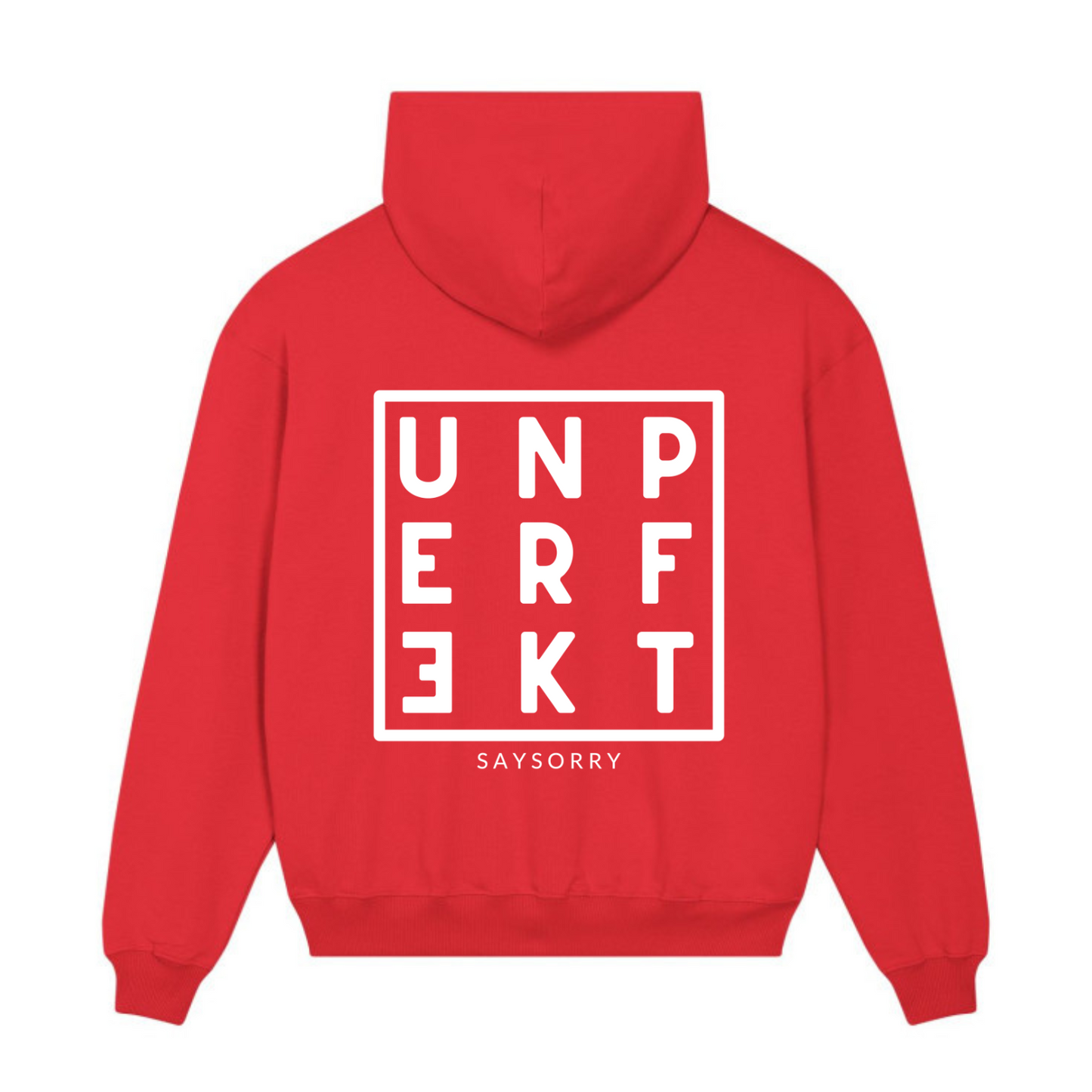 Heavy Raw Cotton Hoodie 100% Organic Unisex »UNPERFEKT im Quadrat«