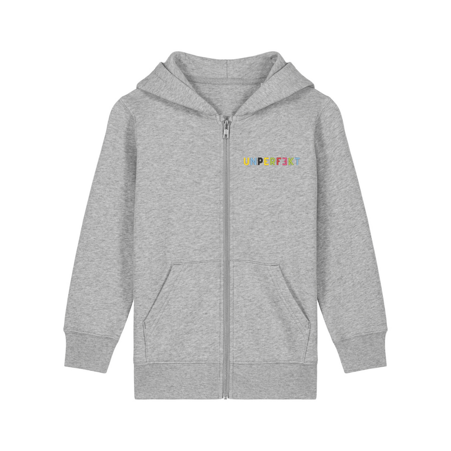 Organic unisex Kids Zip-Jacke »Unperfekt ist bunt« hochwertig bestickt