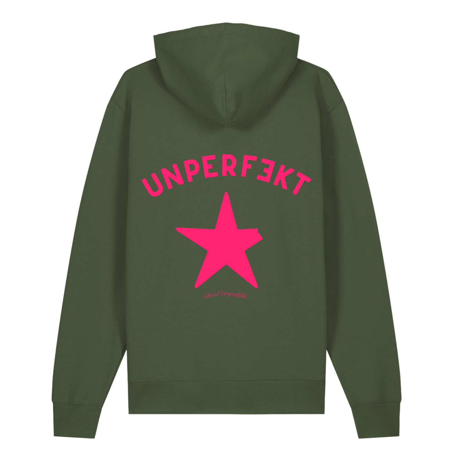 Pinktober 100% Organic Damen Hoodie »Frau Unperfekt und der abgebrochene Stern« vorne hochwertig bestickt, hinten bedruckt
