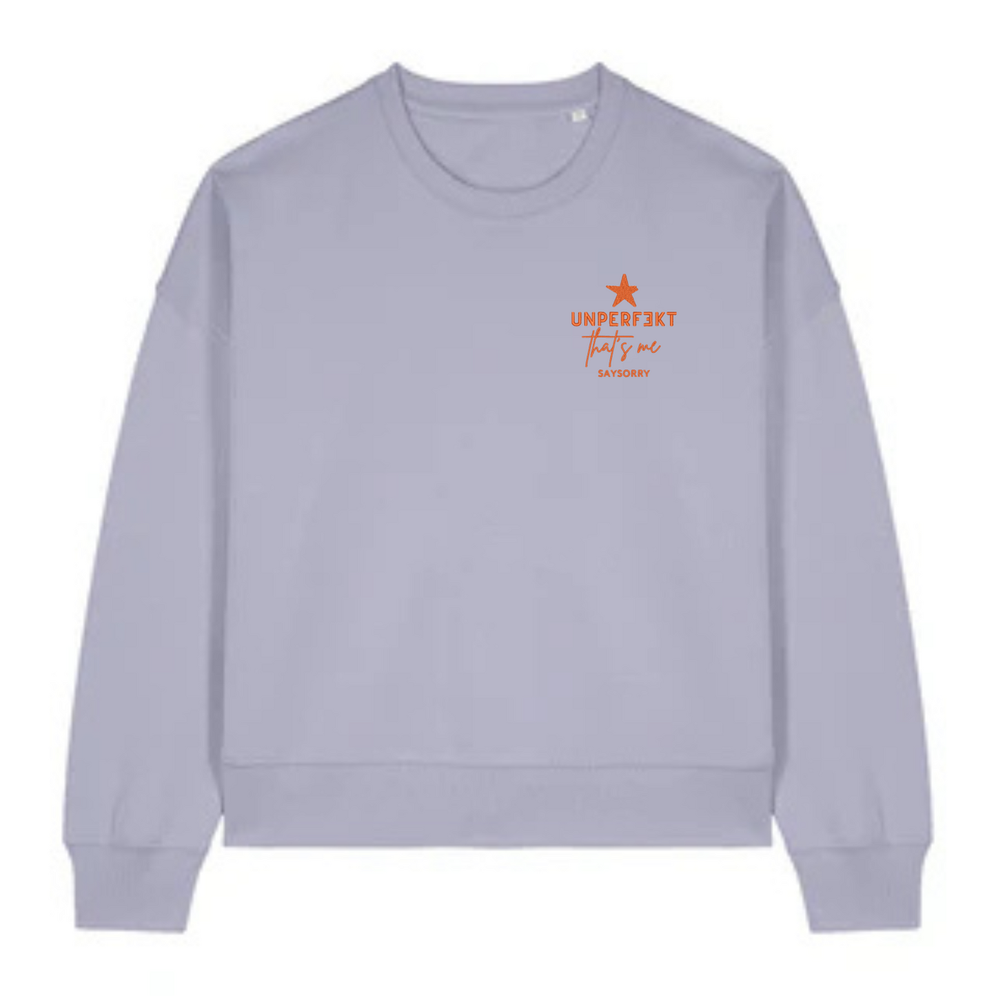 Damen Figurschmeichler Sweater »Unperfekt That’s me« hochwertig bestickt in Red Pepper Orange