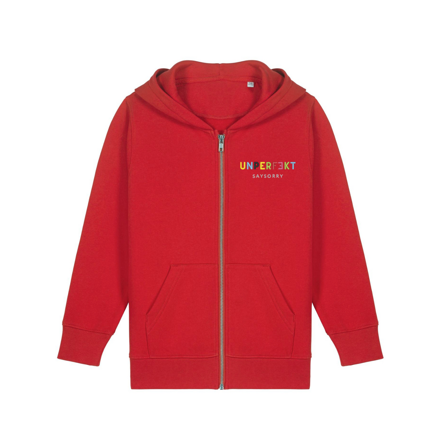 Organic unisex Kids Zip-Jacke »Unperfekt ist bunt« hochwertig bestickt