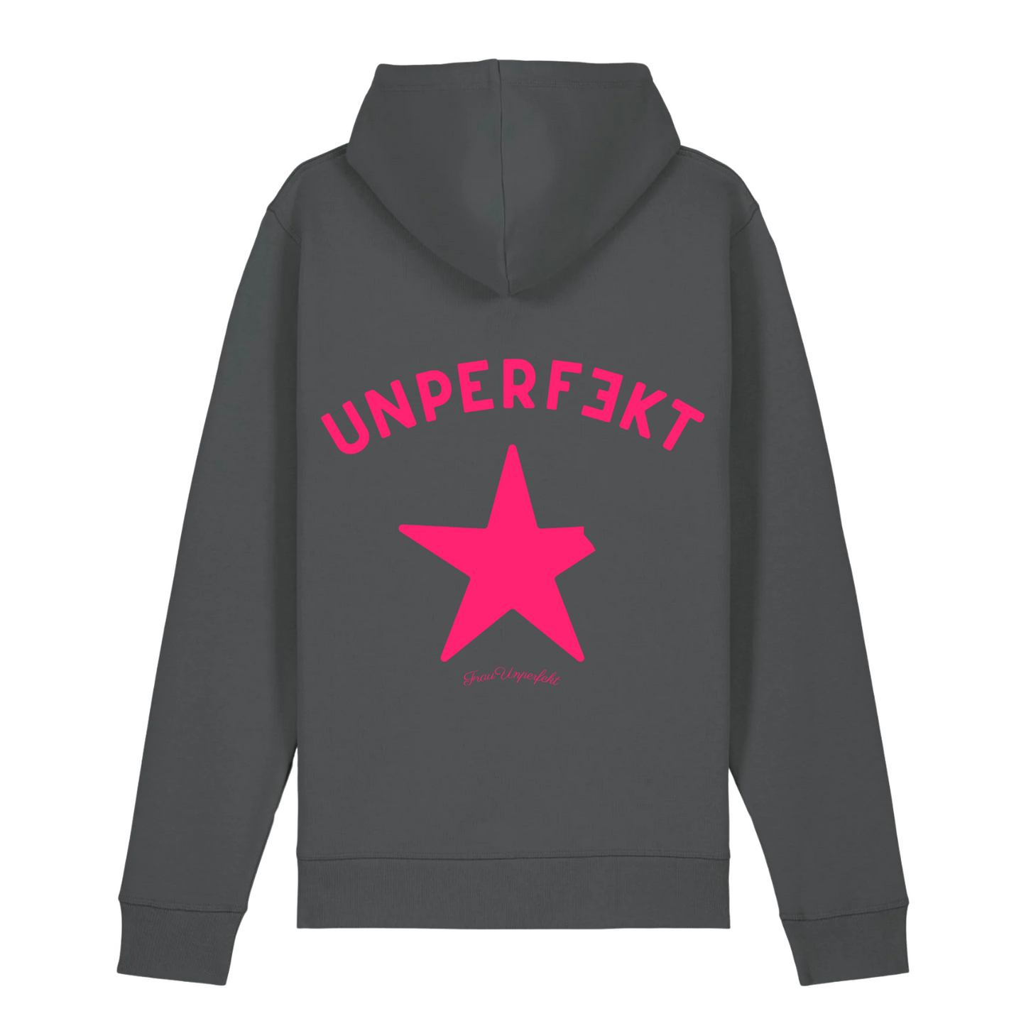 Pinktober 100% Organic Damen Hoodie »Frau Unperfekt und der abgebrochene Stern« vorne hochwertig bestickt, hinten bedruckt