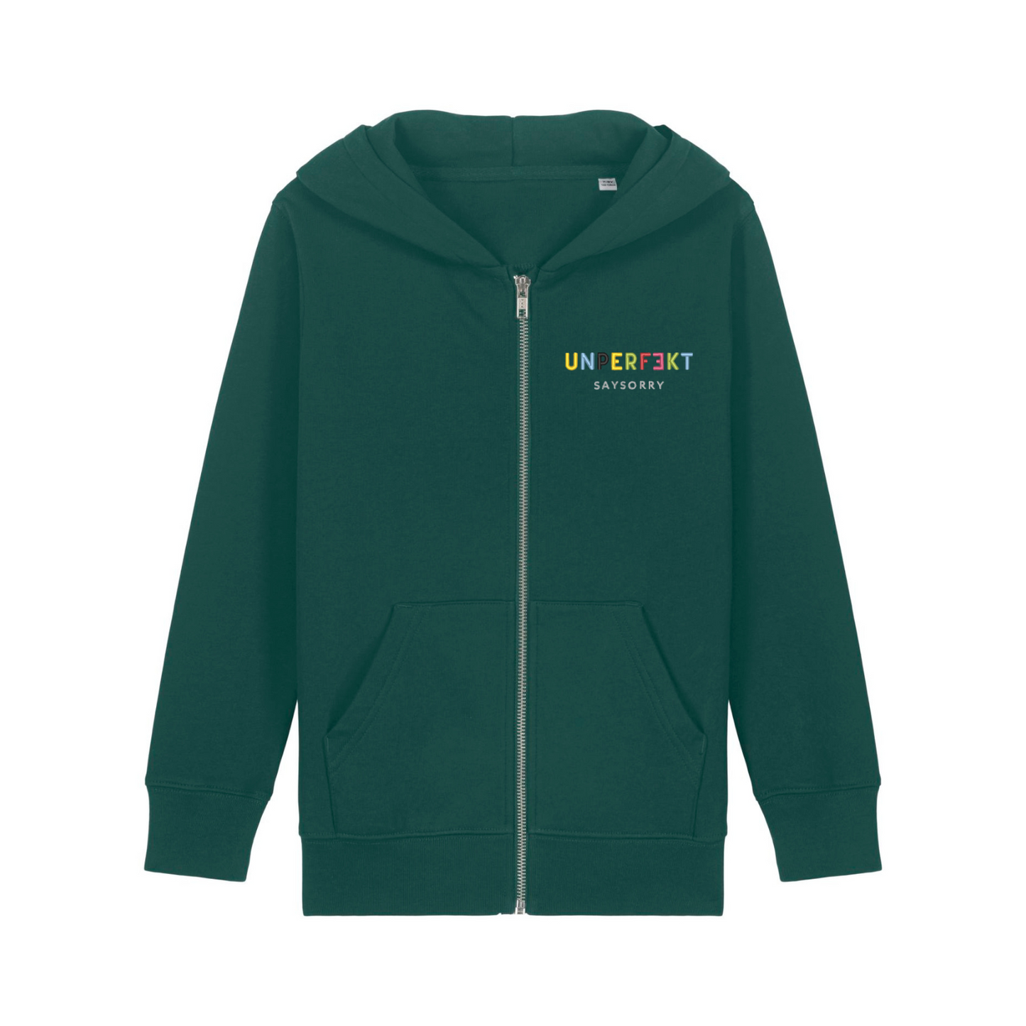 Organic unisex Kids Zip-Jacke »Unperfekt ist bunt« hochwertig bestickt
