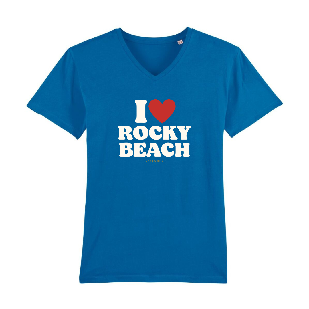 V-Neck organic Herren Shirt »I Love Rocky Beach« ???