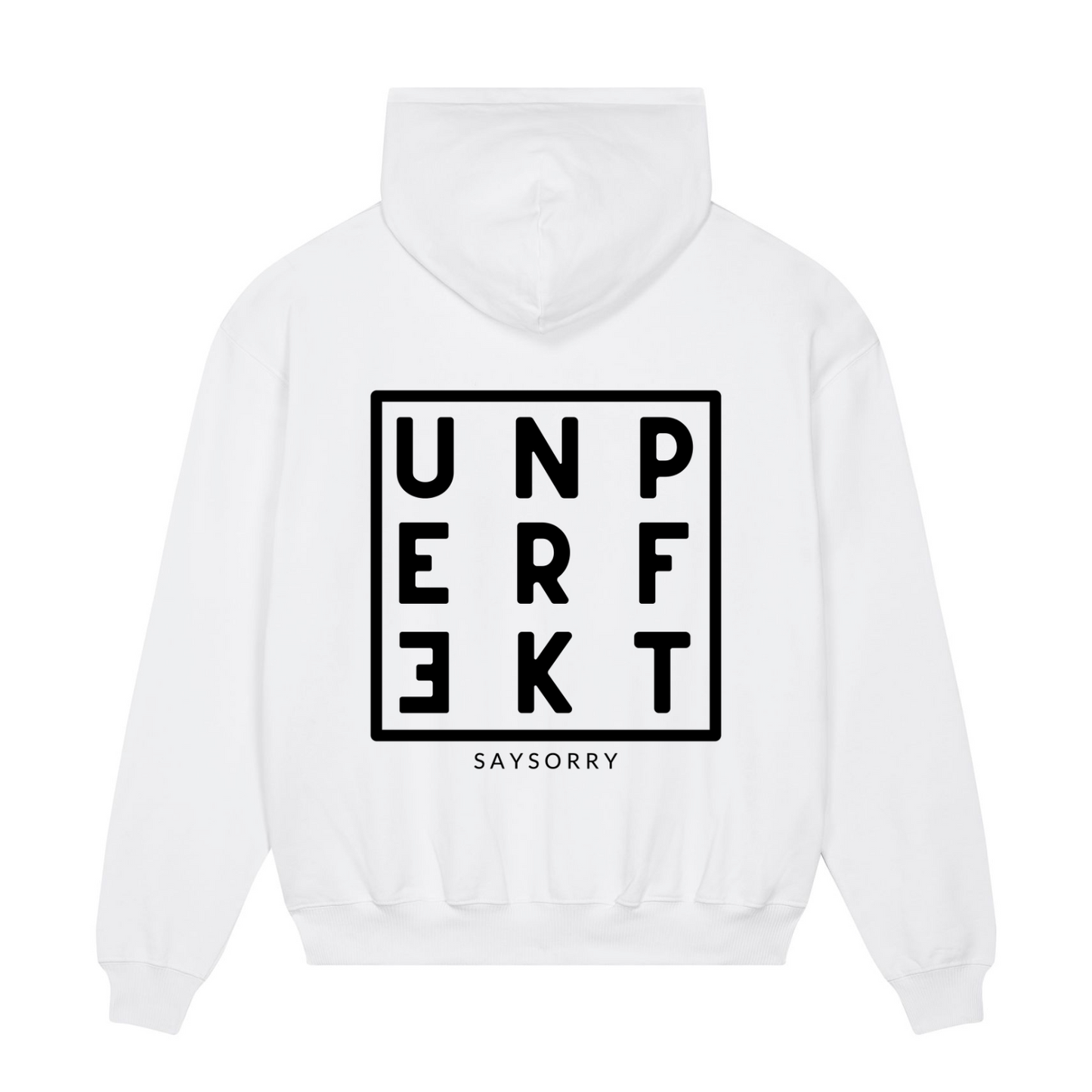 Heavy Raw Cotton Hoodie 100% Organic Unisex »UNPERFEKT im Quadrat«