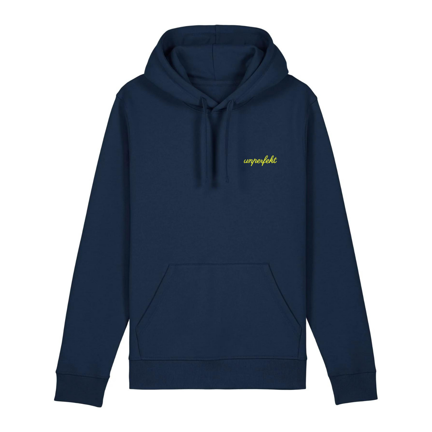 100% Organic unisex Hoodie in vielen Farben »Wer A sagt muss auch Perol sagen« vorne NEON bestickt & hinten bedruckt