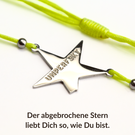 Armband »Frauenpower« in Neon Yellow mit abgebrochenem Stern