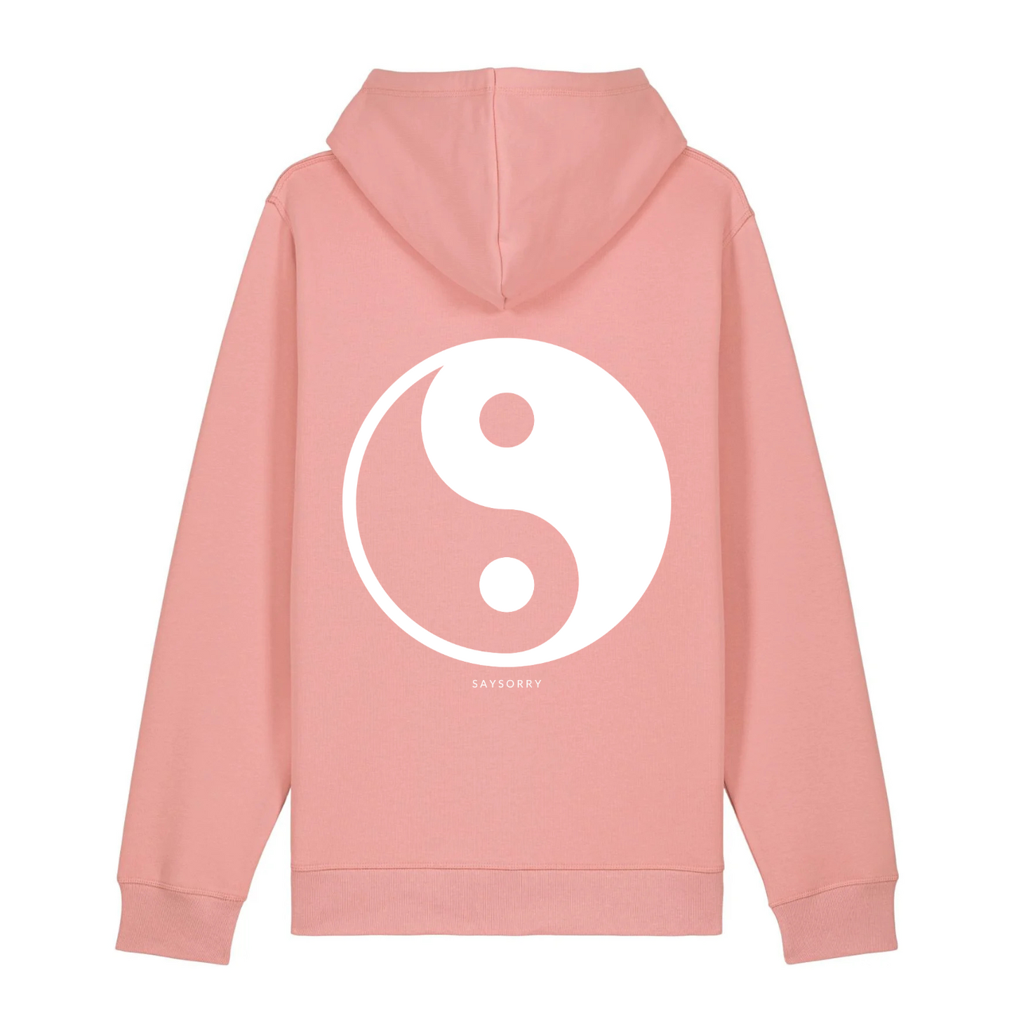 100% Organic unisex Hoodie »Yin und Yang« vorne hochwertig bestickt
