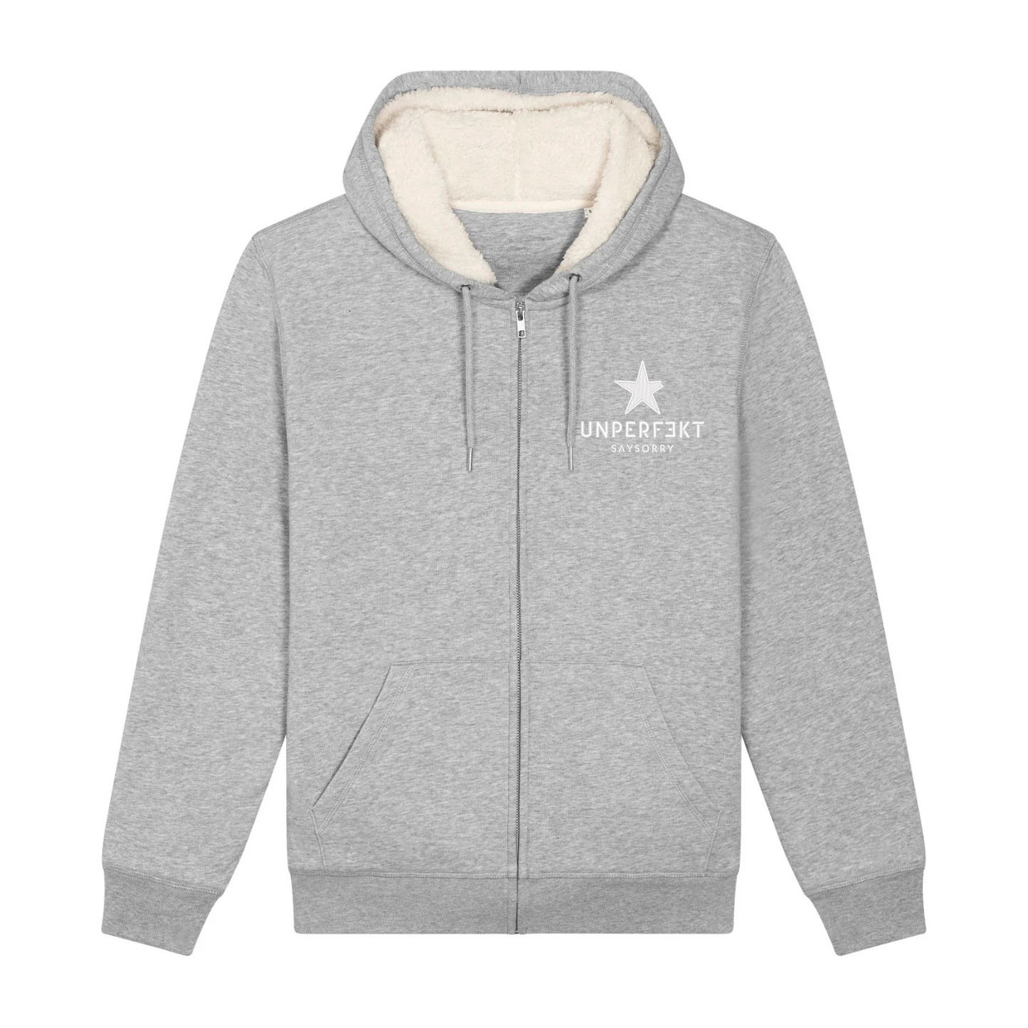 Gefütterter Organic Unisex Kuschel-Zip-Hoodie »Unperfekt mit abgebrochenem Stern«