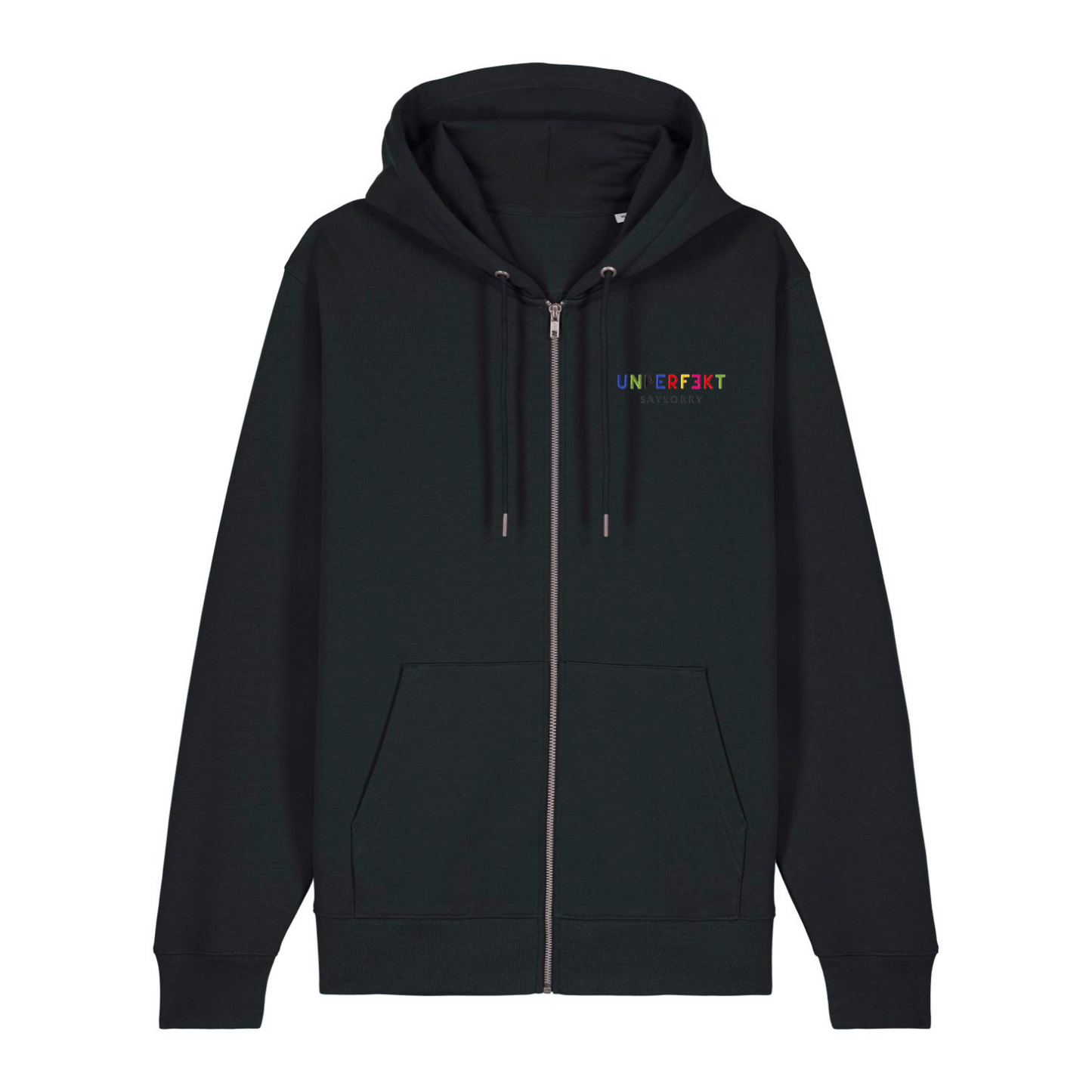 Premium Zip-Hoodie »Unperfekt ist bunt« hochwertig in 6 Farben bestickt