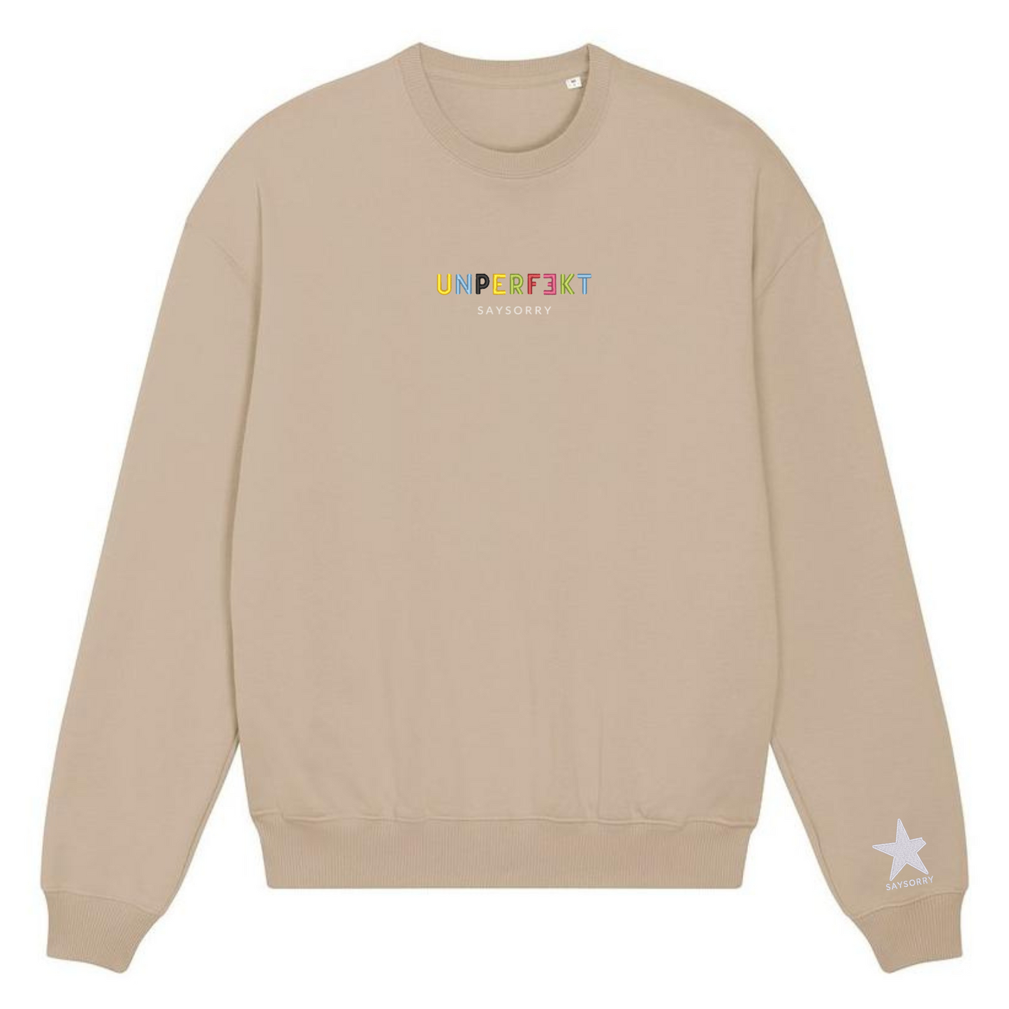 Organic Oversize Sweater in 2-fach bestickter Premium Edition »Unperfekt ist bunt«