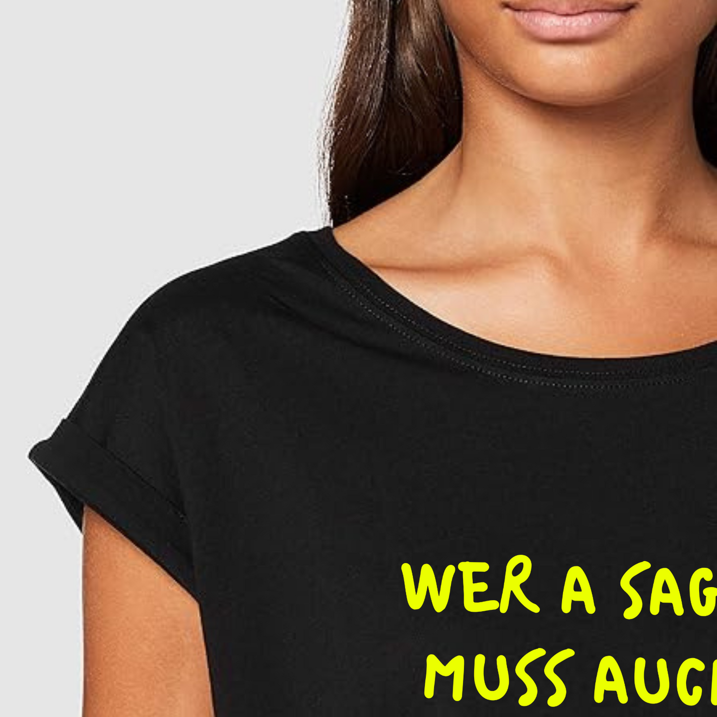 Organic Alle-Größen-Shirt »Wer A sagt, muss auch Perol sagen« in Pink und Yellow