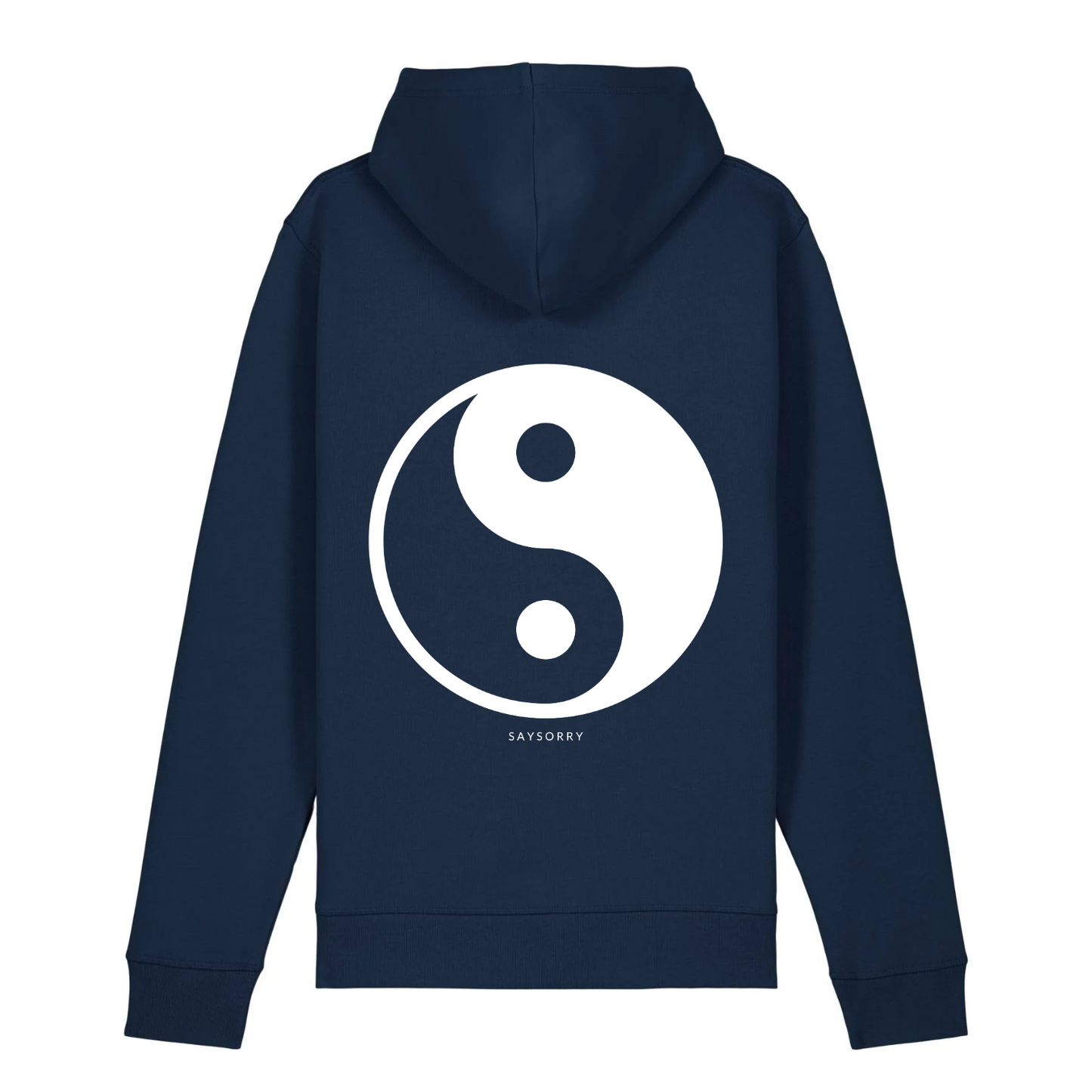 100% Organic unisex Hoodie »Yin und Yang« vorne hochwertig bestickt