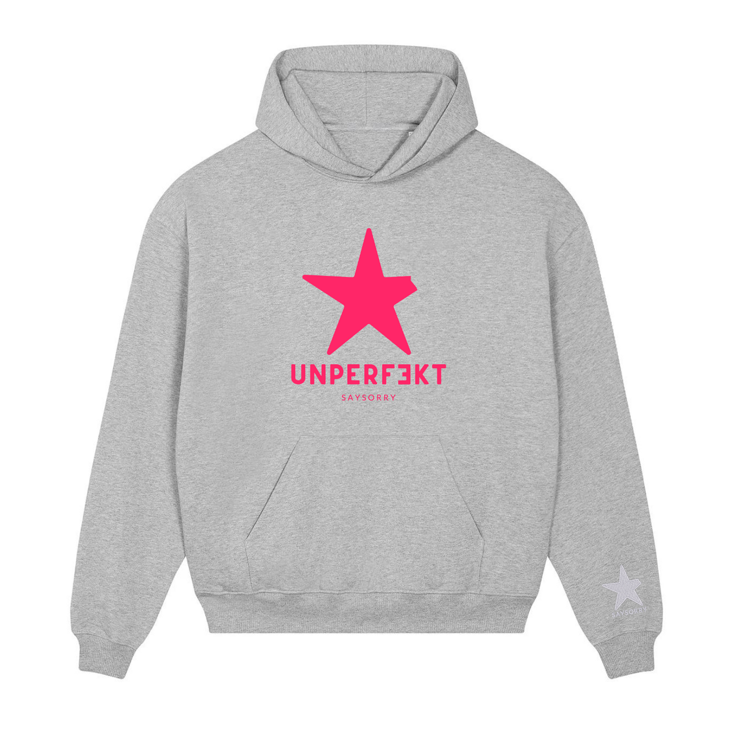 Heavy Raw Cotton Unisex Hoodie: Special Edition 100% Organic »Unperfekt Stern in Pink«