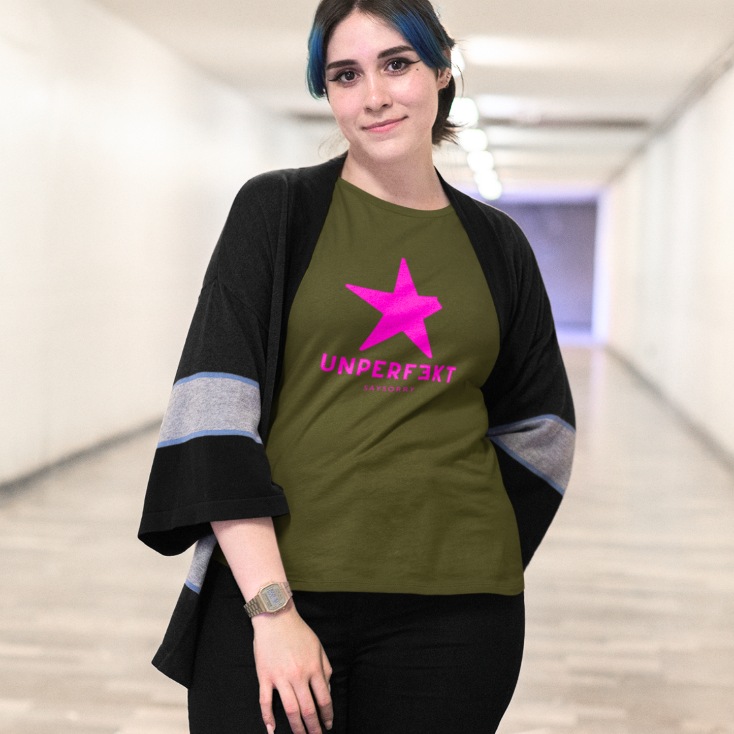 Organic Figurschmeichler-Shirt »Unperfekt mit Stern in pink«