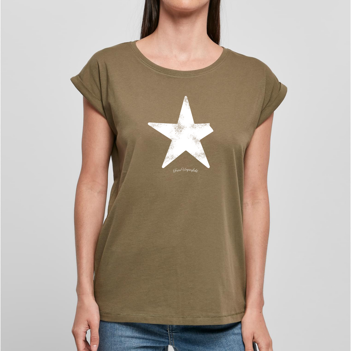 Organic Alle-Größen-Shirt »Unperfekt Stern Weiß im Vintage-Look«