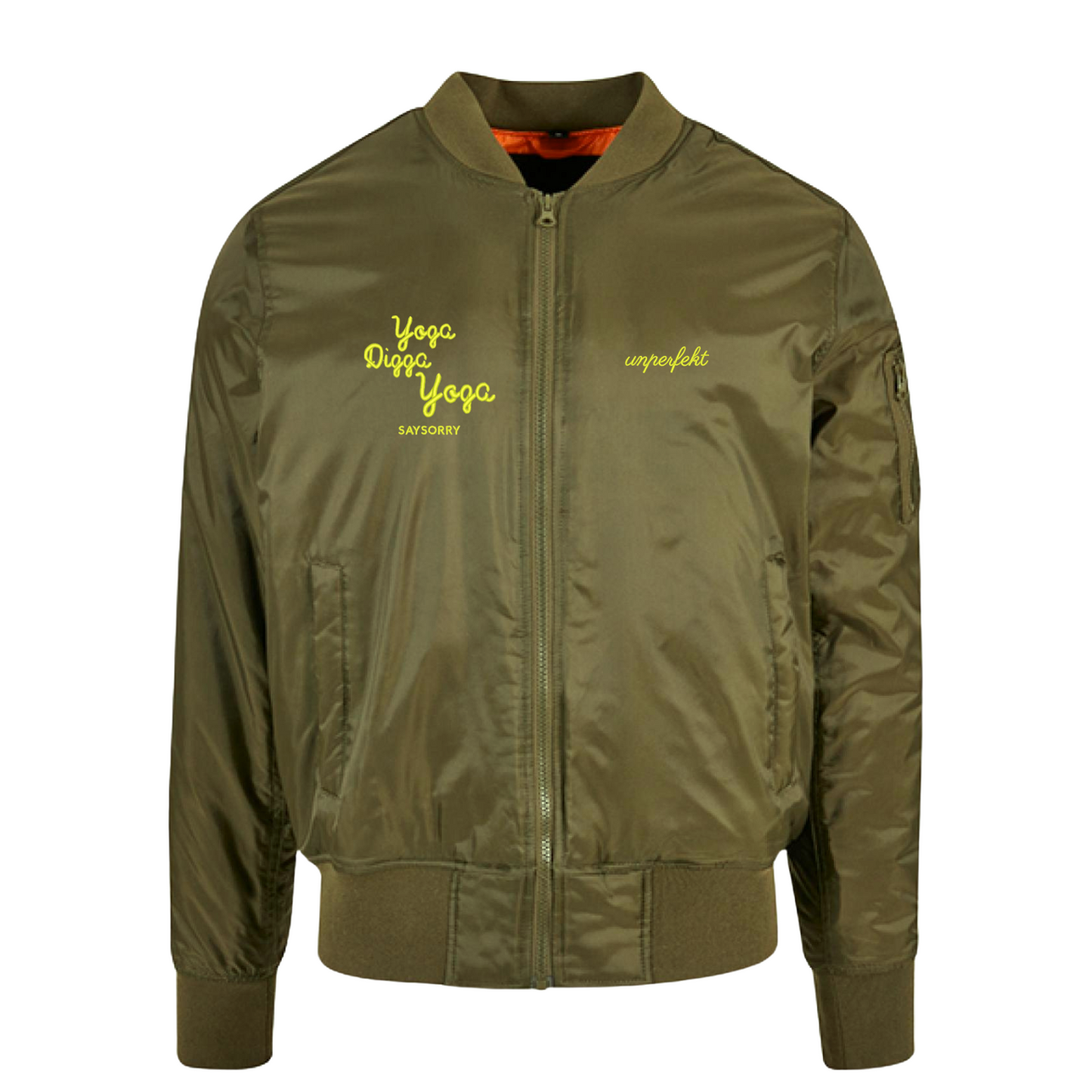 Classic Bomberjacket »Yoga Digga Yoga in Neon Yellow« hochwertig bestickt