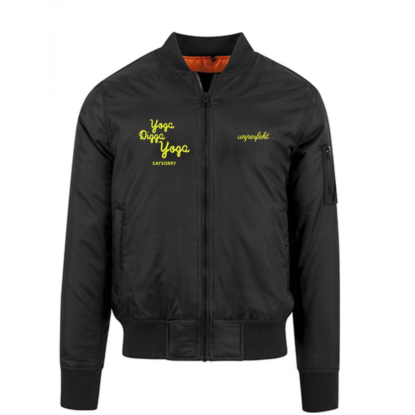 Classic Bomberjacket »Yoga Digga Yoga in Neon Yellow« hochwertig bestickt