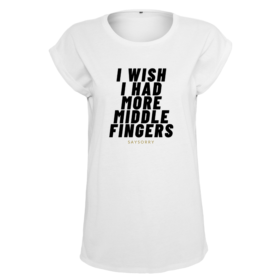 Organic Alle-Größen-Shirt weiss »I wish I had more Middle Fingers«