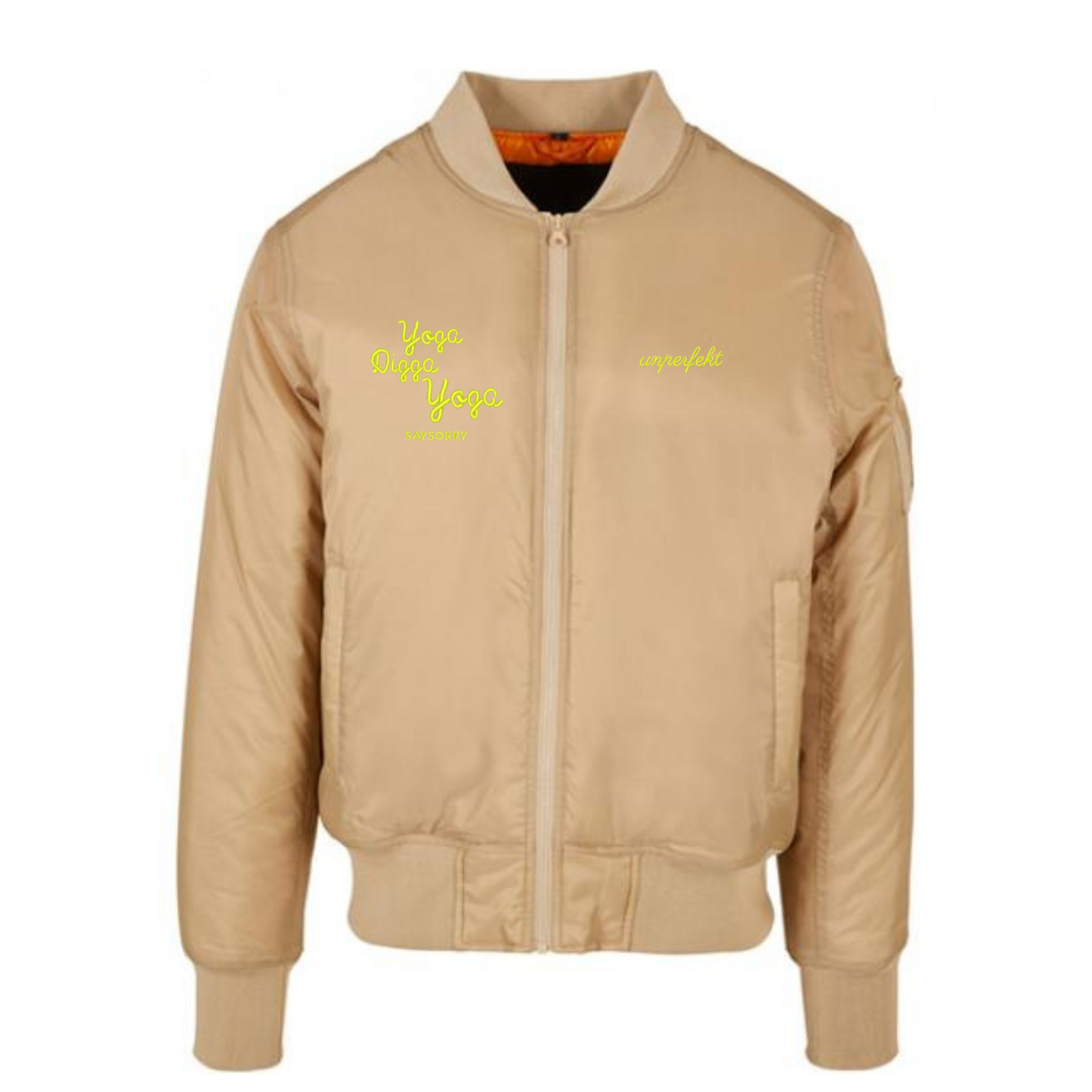 Classic Bomberjacket »Yoga Digga Yoga in Neon Yellow« hochwertig bestickt