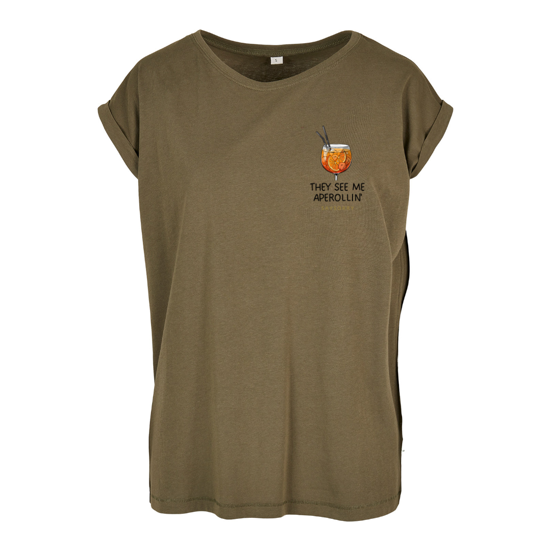Organic Alle-Größen-Shirt weiss »They see me Aperollin'«