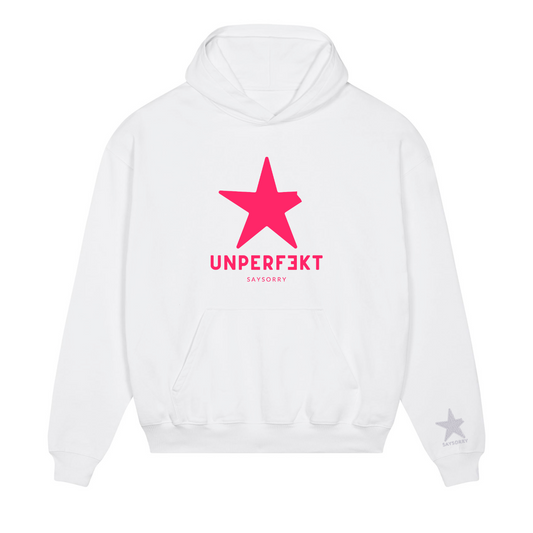 Heavy Raw Cotton Unisex Hoodie: Special Edition 100% Organic »Unperfekt Stern in Pink«