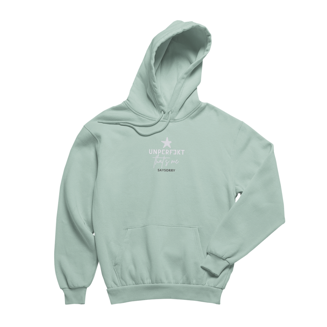 Organic unisex Hoodie in vielen Farben »Unperfekt that’s me« dezent bestickt