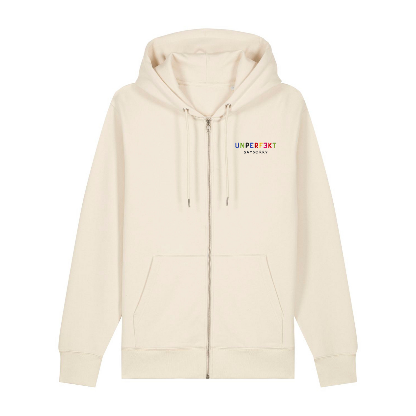 Premium Zip-Hoodie »Unperfekt ist bunt« hochwertig in 6 Farben bestickt