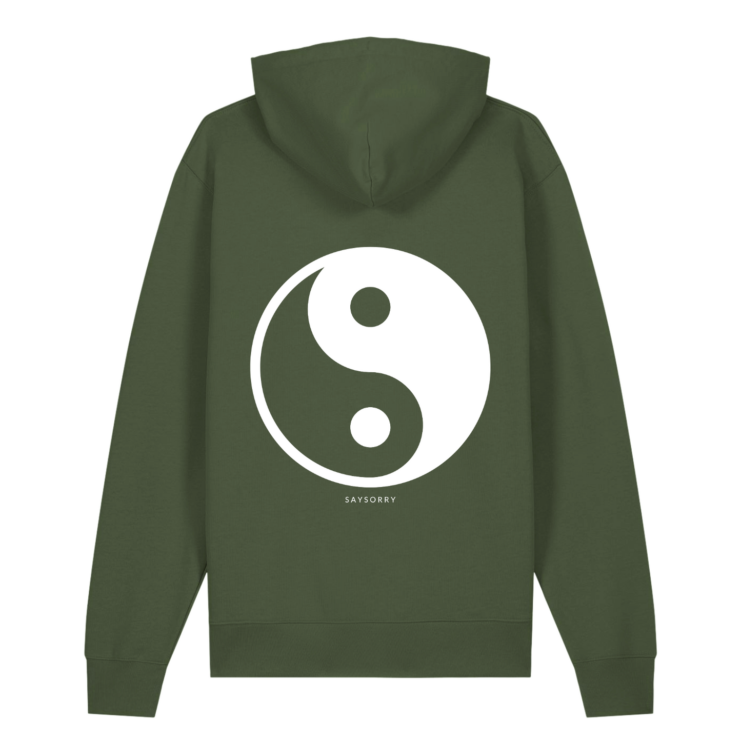100% Organic unisex Hoodie »Yin und Yang« vorne hochwertig bestickt