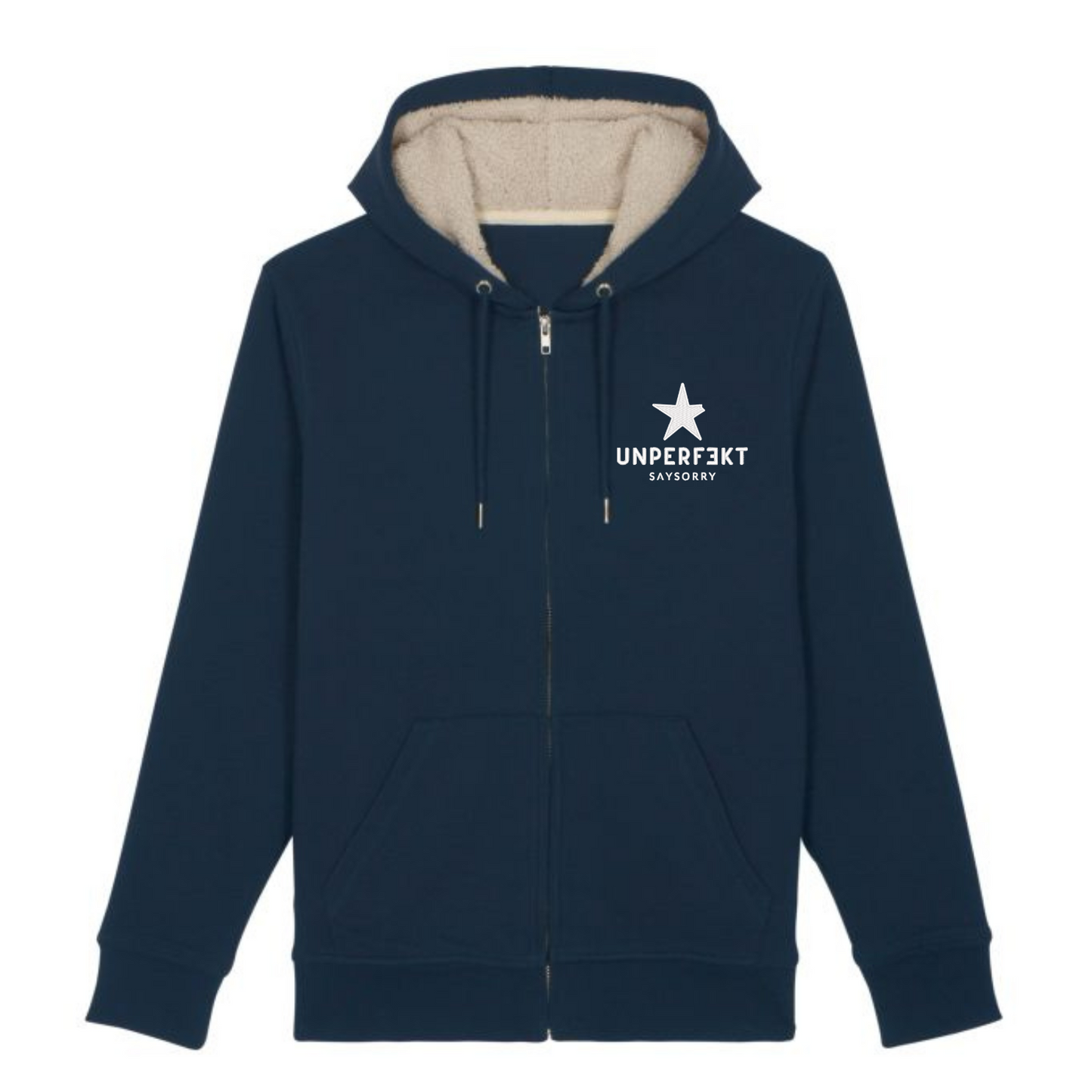 Gefütterter Organic Unisex Kuschel-Zip-Hoodie »Unperfekt mit abgebrochenem Stern«