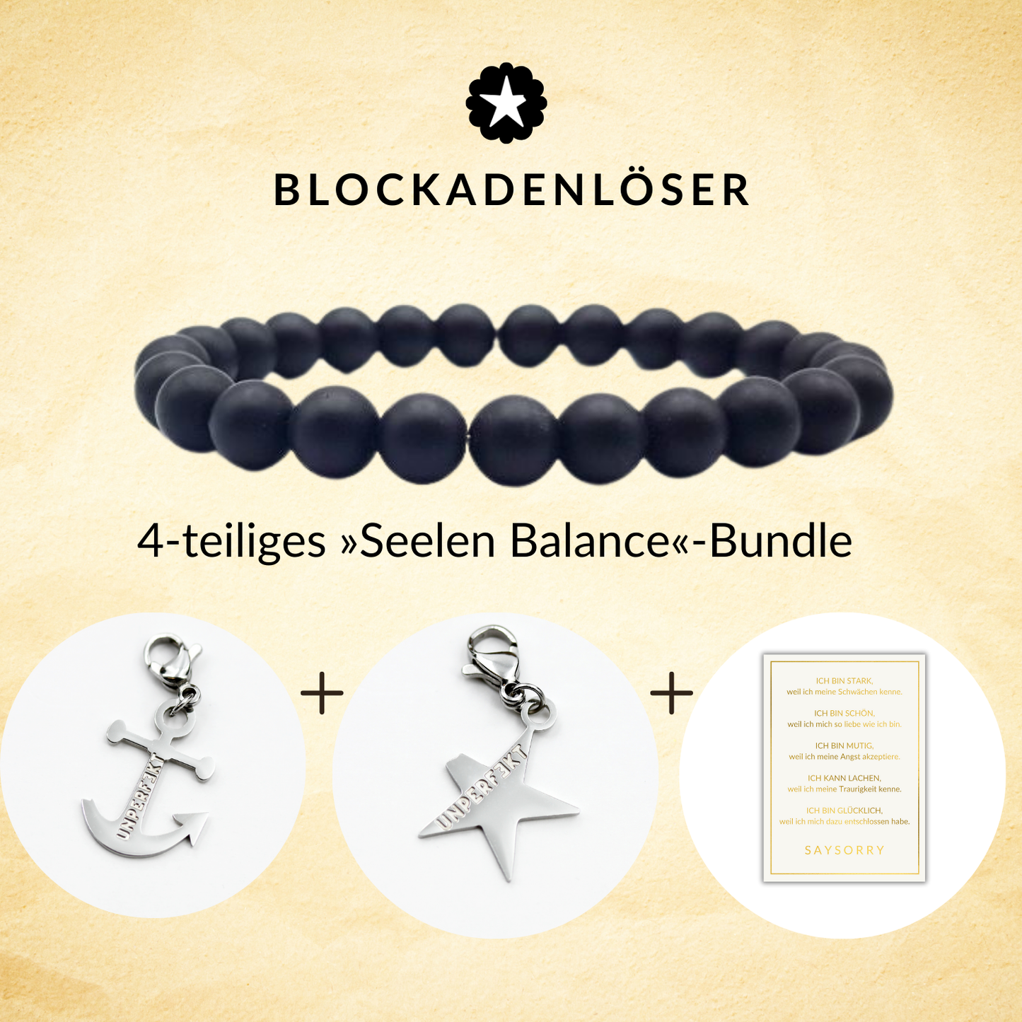 4-teiliges-Bundle: Armband + Stern + Anker + Manifest