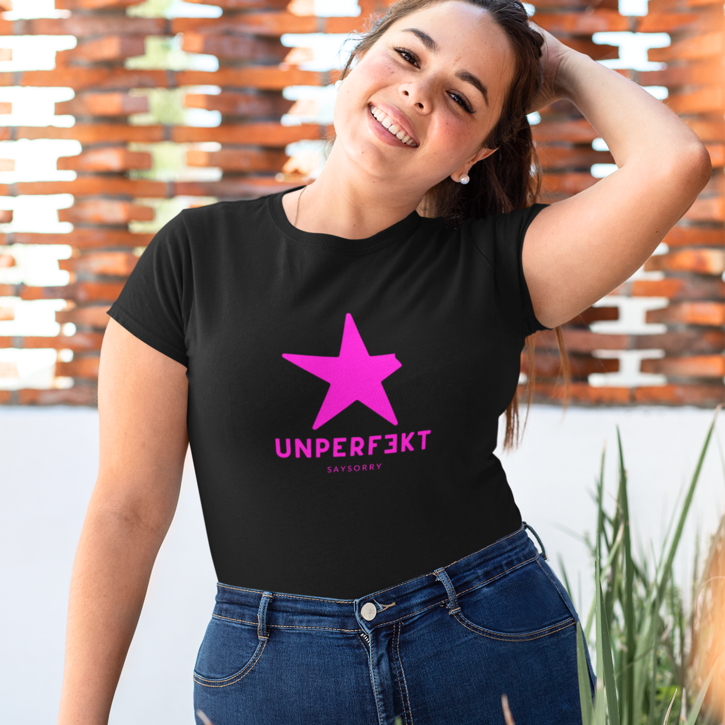Organic Figurschmeichler-Shirt »Unperfekt mit Stern in pink«