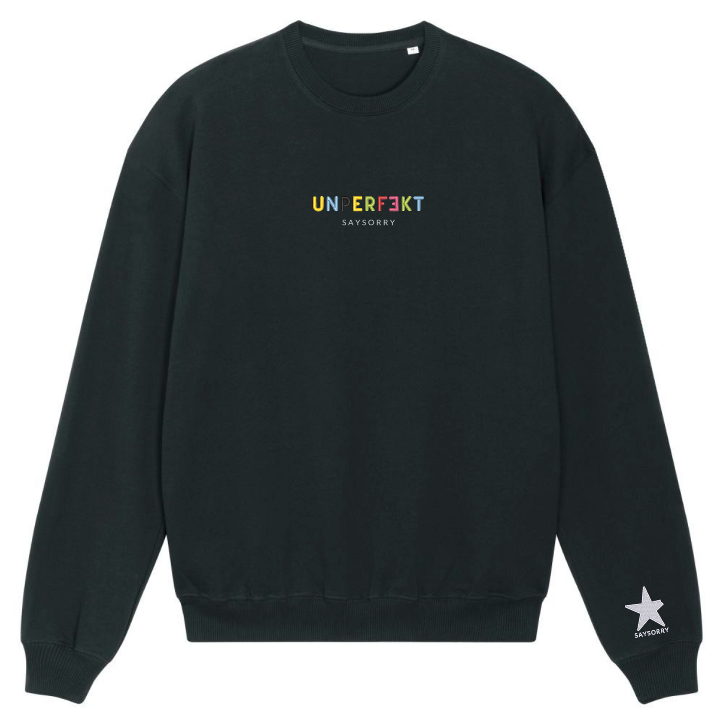 Organic Oversize Sweater in 2-fach bestickter Premium Edition »Unperfekt ist bunt«