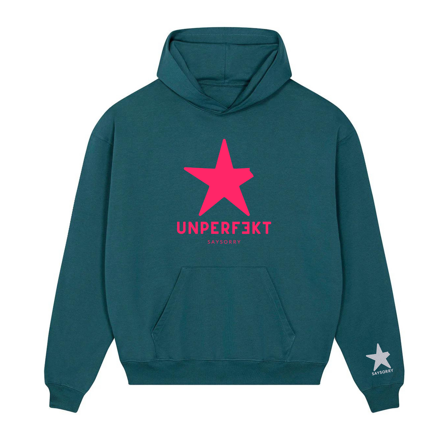 Heavy Raw Cotton Unisex Hoodie: Special Edition 100% Organic »Unperfekt Stern in Pink«