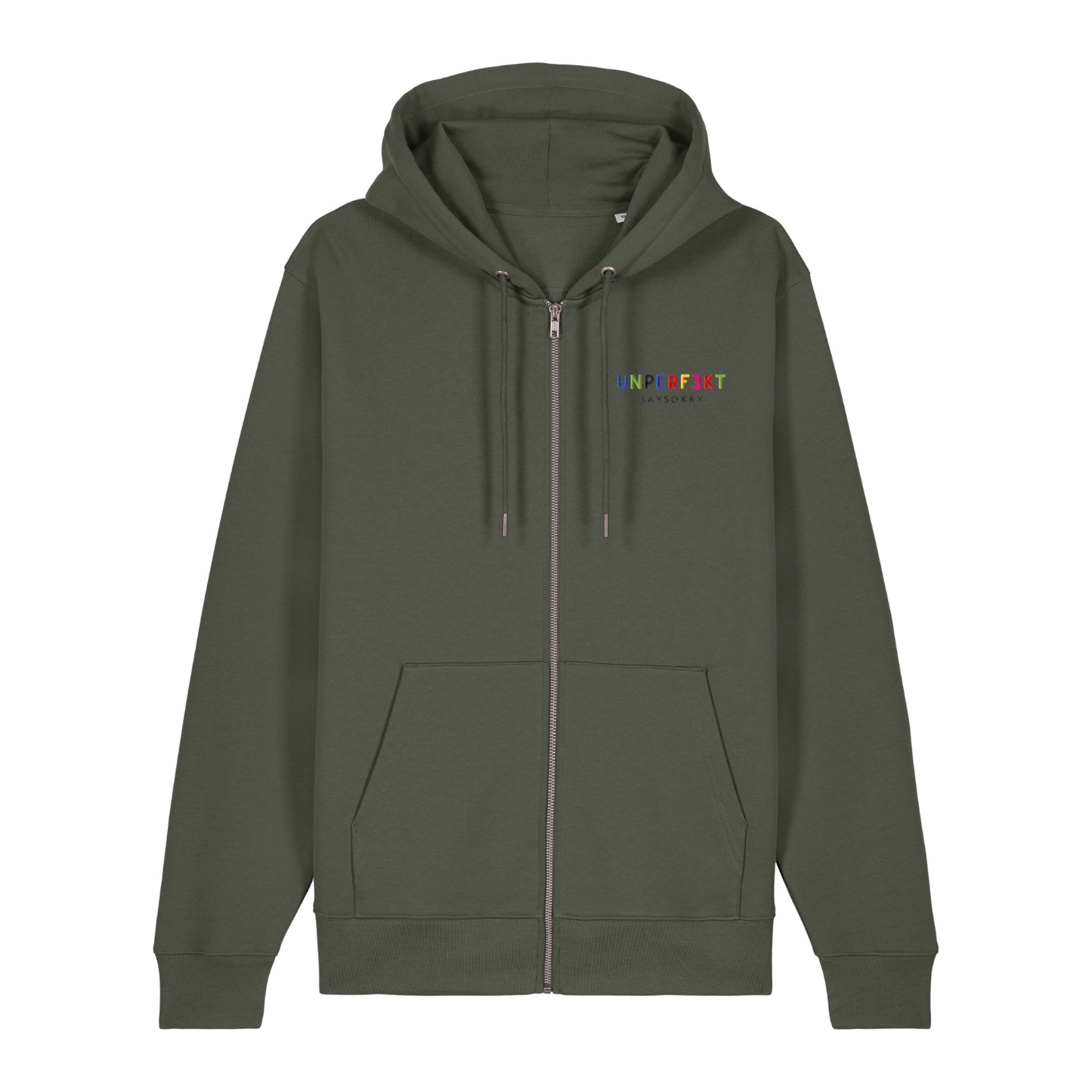 Premium Zip-Hoodie »Unperfekt ist bunt« hochwertig in 6 Farben bestickt