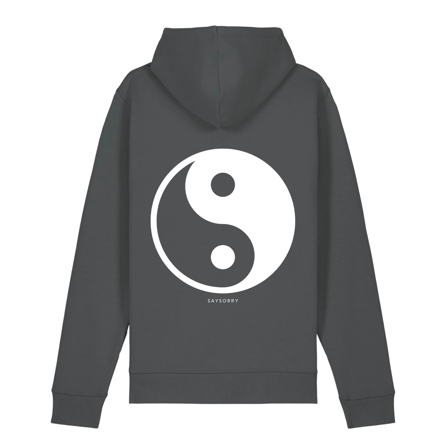 100% Organic unisex Hoodie »Yin und Yang« vorne hochwertig bestickt
