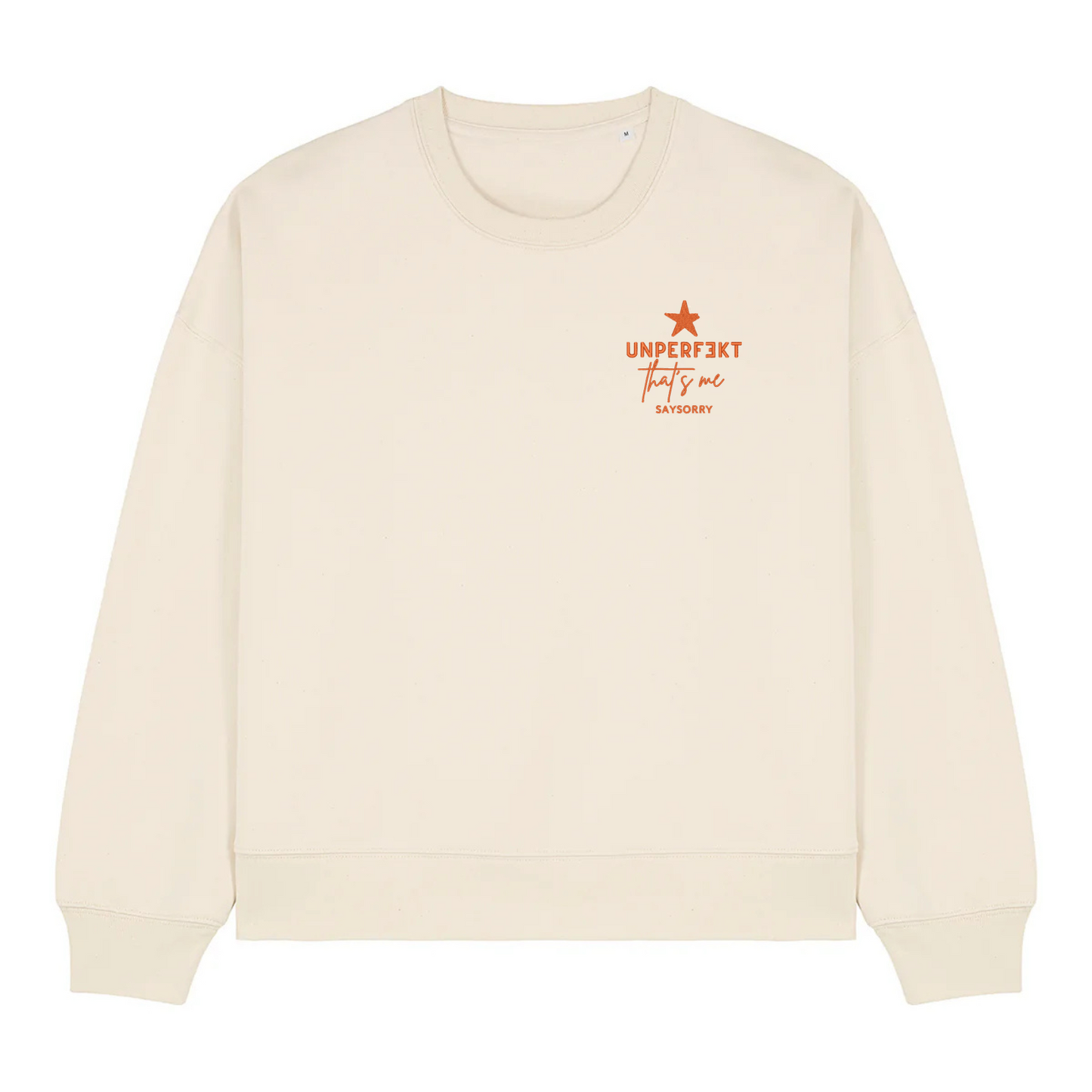 Damen Figurschmeichler Sweater »Unperfekt That’s me« hochwertig bestickt in Red Pepper Orange