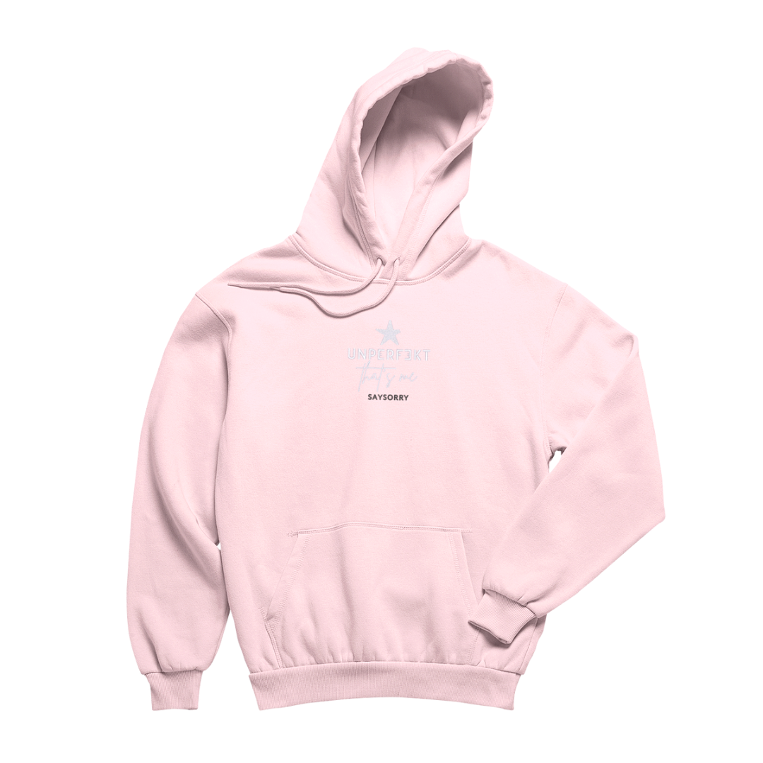 Organic unisex Hoodie in vielen Farben »Unperfekt that’s me« dezent bestickt