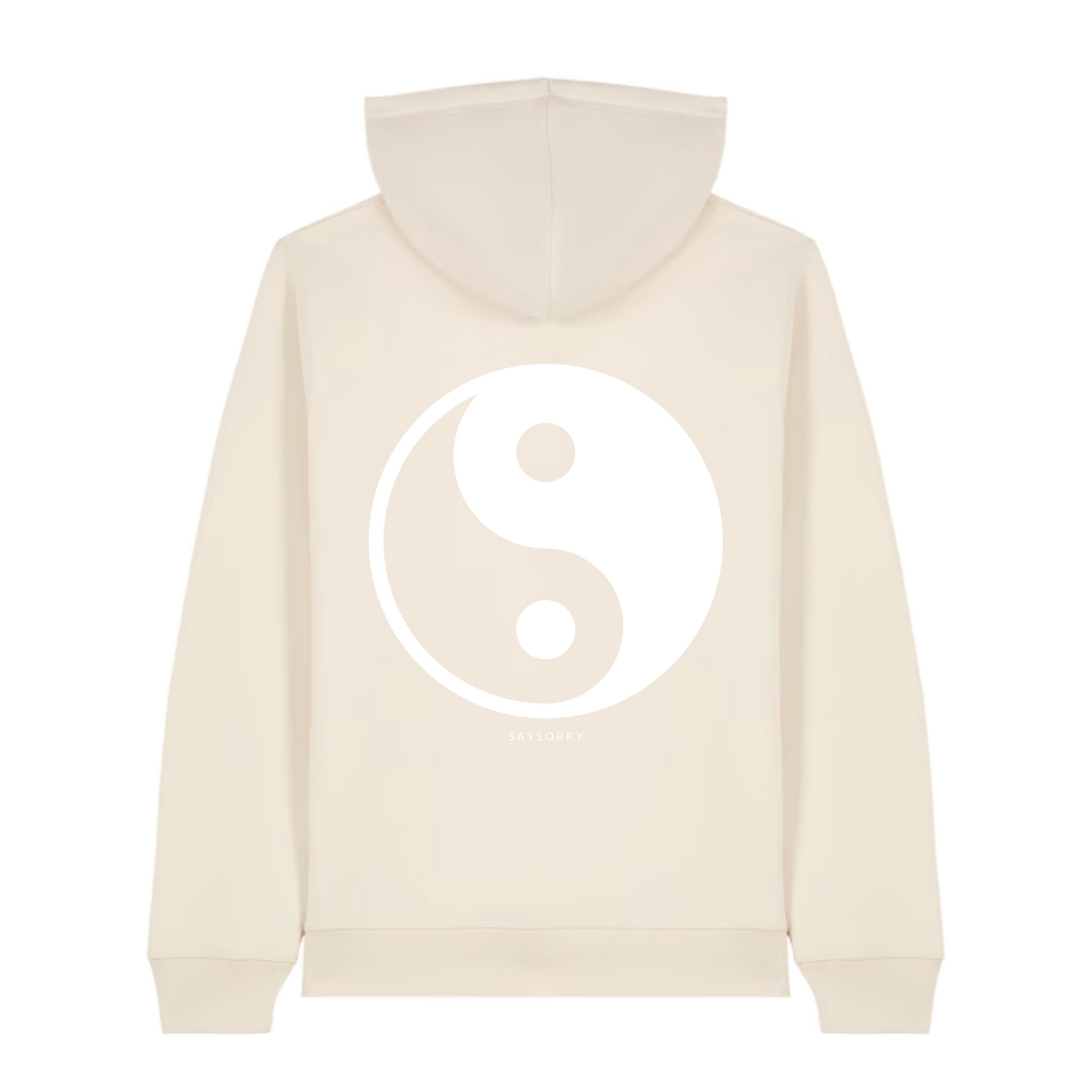 100% Organic unisex Hoodie »Yin und Yang« vorne hochwertig bestickt