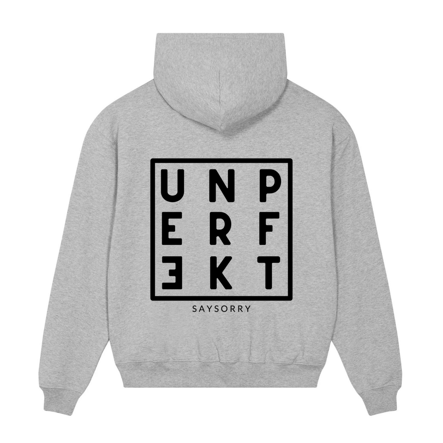 Heavy Raw Cotton Hoodie 100% Organic Unisex »UNPERFEKT im Quadrat«