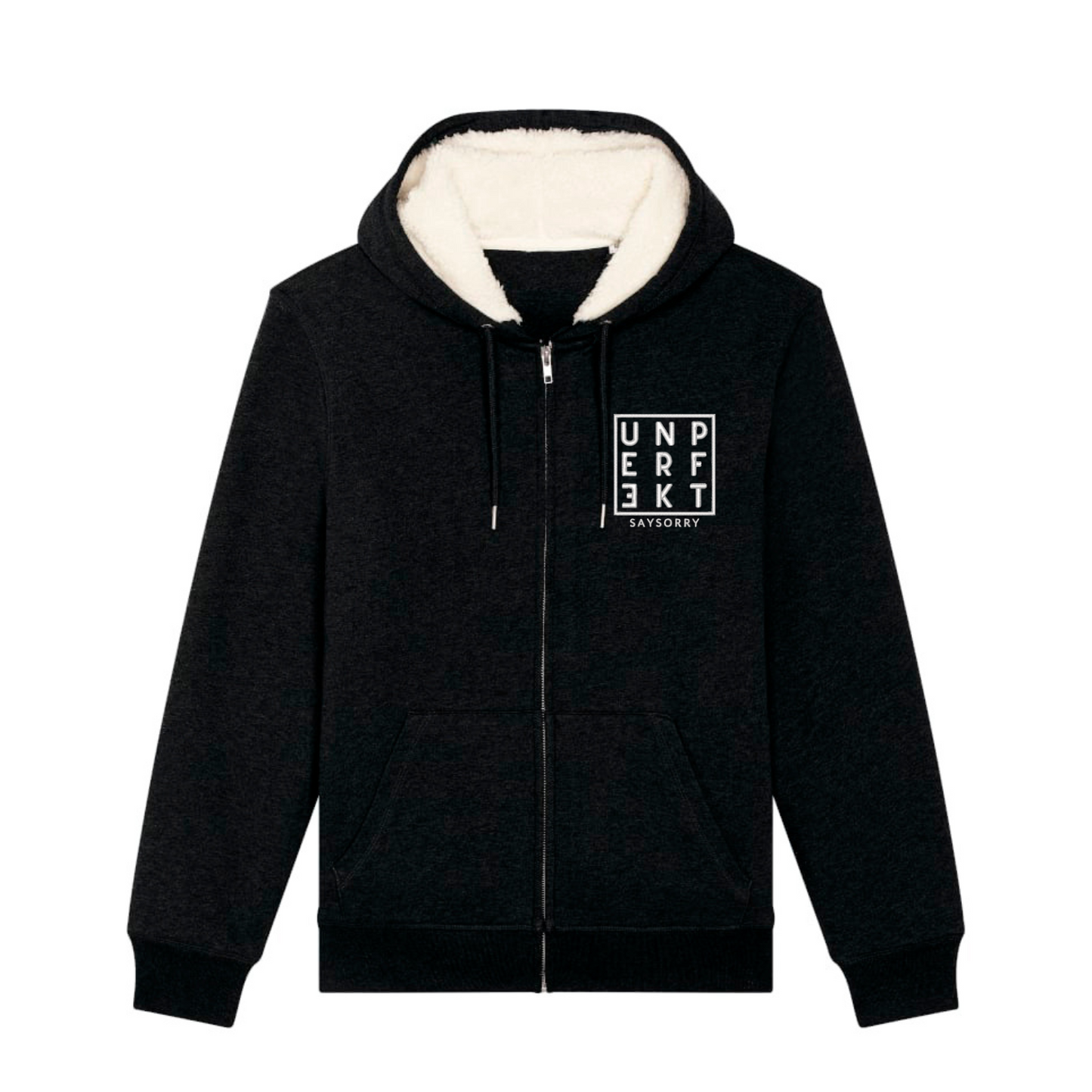 Premium Oversize Neon-Edition gefütterte unisex Kuschel-Zip-Jacke »unperfekt« hochwertig bedruckt und bestickt