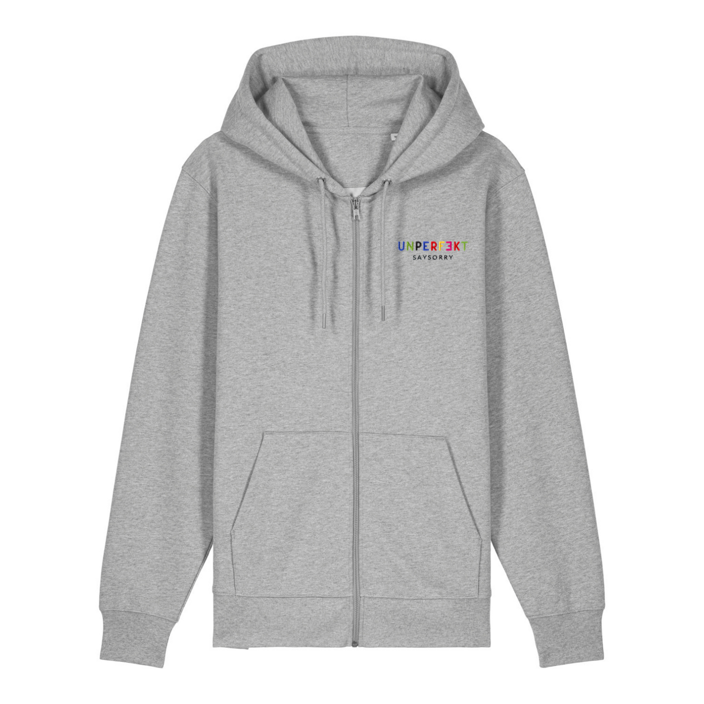 Premium Zip-Hoodie »Unperfekt ist bunt« hochwertig in 6 Farben bestickt