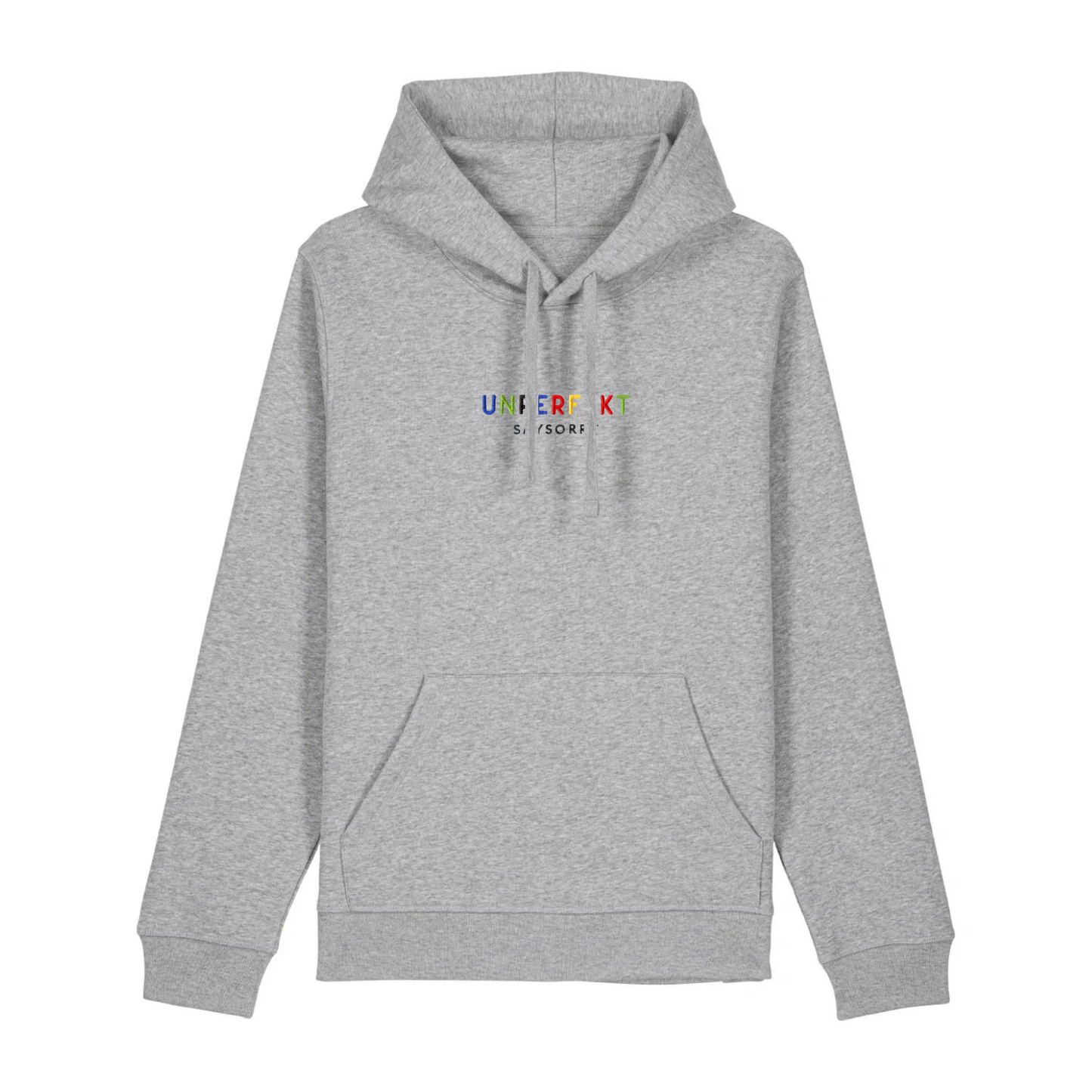 100% Organic unisex Hoodie »Unperfekt ist bunt« 6-farbig bestickt