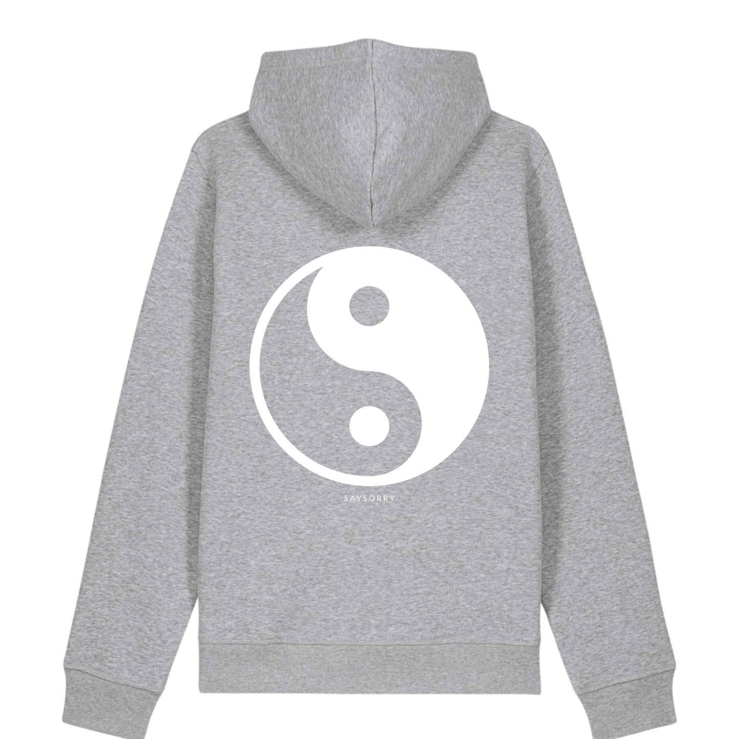 100% Organic unisex Hoodie »Yin und Yang« vorne hochwertig bestickt