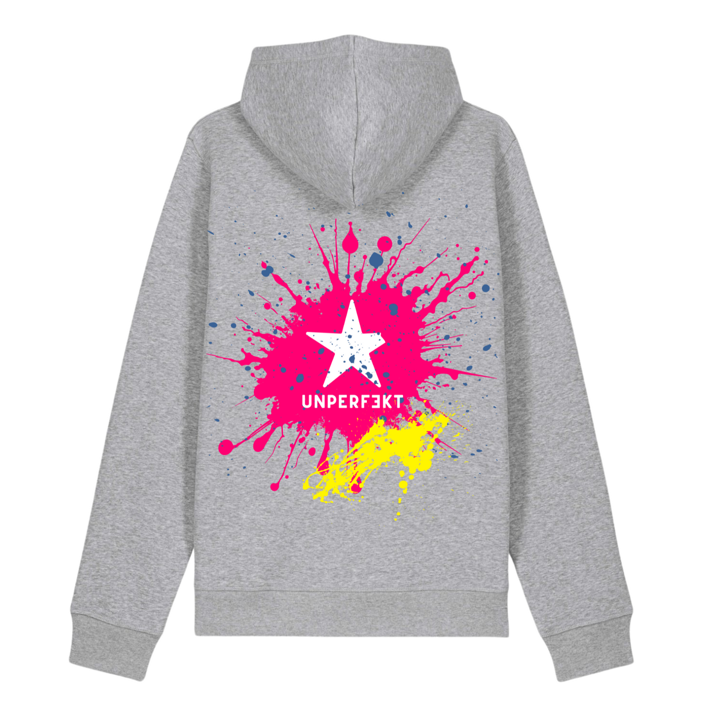 80er-Edition unisex Hoodie »Unperfekt im 80er Style« vorne hochwertig Neon bestickt